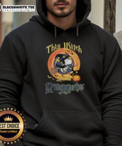 Alt Text: Original Snoopy Halloween hoodie featuring 'This Witch Loves The Denver Nuggets' design, perfect for fans.