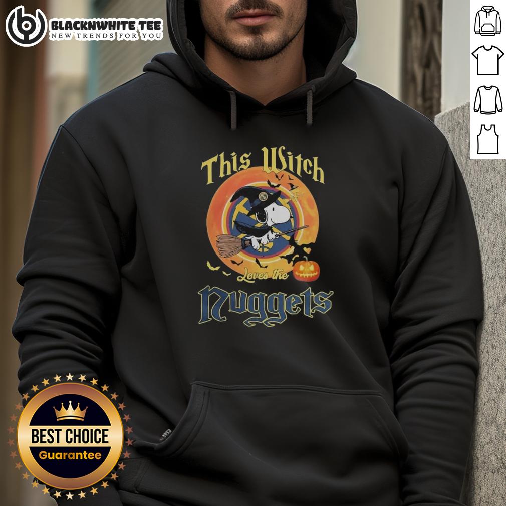 Original Snoopy Halloween This Witch Loves The Denver Nuggets Hoodie Alt Text: Original Snoopy Halloween hoodie featuring 'This Witch Loves The Denver Nuggets' design, perfect for fans.