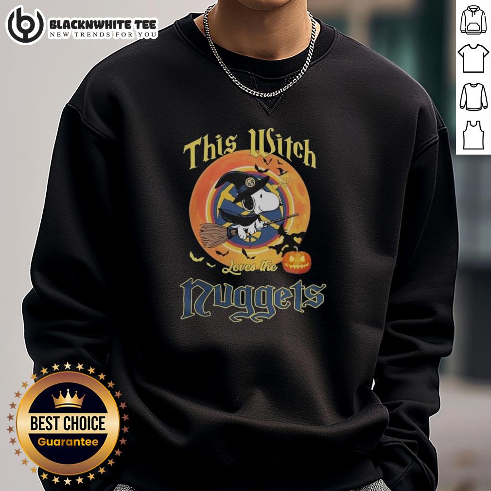 Original Snoopy Halloween This Witch Loves The Denver Nuggets Sweatshirt Alt Text: Original Snoopy Halloween sweatshirt featuring 'This Witch Loves the Denver Nuggets' design, perfect for fans.