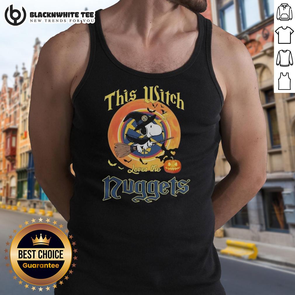Original Snoopy Halloween This Witch Loves The Denver Nuggets Tank Top Original Snoopy Halloween tank top featuring 'This Witch Loves The Denver Nuggets' design for fans.
