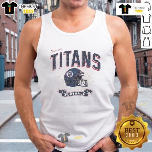 Alt Text: Distressed design tank top featuring the original Tennessee Titans football helmet, perfect for fans and casual wear.