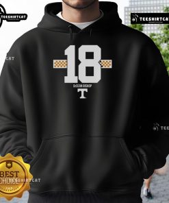 Original Tennessee Volunteers Football Desean Bishop checkered stripe hoodie in vibrant orange and white design.
