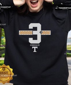 Original Tennessee Volunteers Football Jermod McCoy 3 Checkered Stripe Sweatshirt featuring team colors and logo.