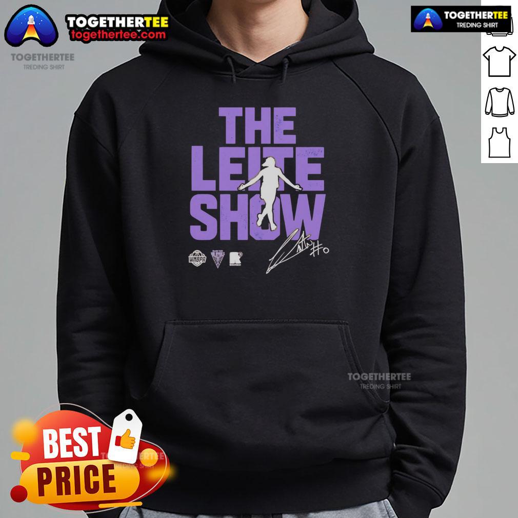 Original The Leite Show Carla Leite Golden State Valkyries Hoodie Carla Leite wearing the Original The Leite Show Golden State Valkyries hoodie, showcasing its vibrant design.
