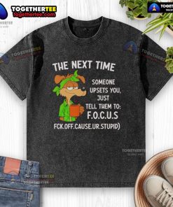 Alt Text: Original washed t-shirt with 'Focus' message for stress relief, perfect for casual wear and uplifting reminders.