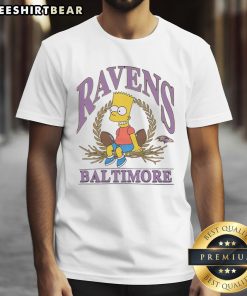Original The Simpsons Bart X Baltimore Ravens T-Shirt featuring Bart Simpson in Ravens gear, perfect for fans and collectors.