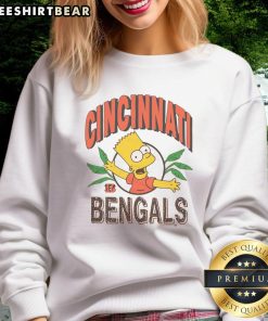 Original The Simpsons Bart x Cincinnati Bengals Jungle Sweatshirt featuring Bart Simpson in Bengals gear.