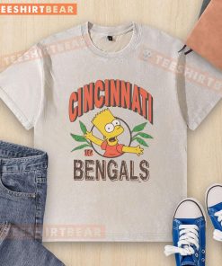 Alt Text: Original The Simpsons Bart x Cincinnati Bengals Jungle Washed T-Shirt featuring vibrant cartoon design and team colors.