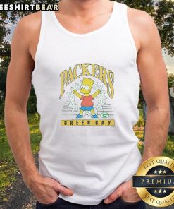 Alt Text: Original The Simpsons Bart X Green Bay Packers tank top featuring Bart Simpson in Packers colors and logo.