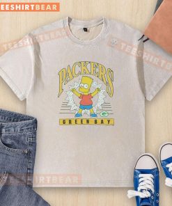 Alt Text: Original The Simpsons Bart X Green Bay Packers washed t-shirt featuring Bart Simpson in Packers gear.