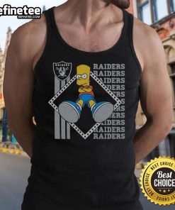 Alt Text: Original The Simpsons Bart X Las Vegas Raiders tank top featuring Bart Simpson in Raiders gear, perfect for fans.