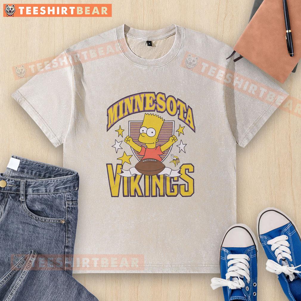 Original The Simpsons Bart X Minnesota Vikings Washed T Shirt Alt Text: Original The Simpsons Bart X Minnesota Vikings washed t-shirt featuring vibrant graphics and a comfortable fit.