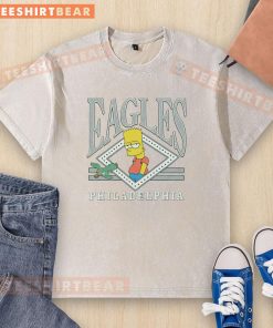 Original The Simpsons Bart X Philadelphia Eagles washed t-shirt featuring Bart Simpson in Eagles gear, perfect for fans.