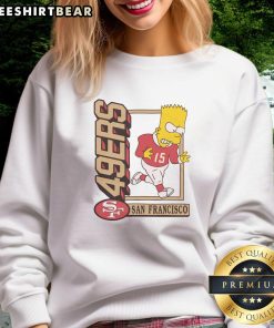 Alt Text: Bart Simpson in a San Francisco 49ers sweatshirt, blending iconic cartoon style with sporty fashion.