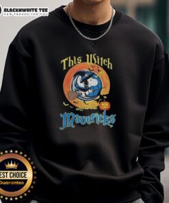 Original This Witch Loves The Dallas Mavericks Snoopy Halloween Sweatshirt featuring a fun, festive design for fans.