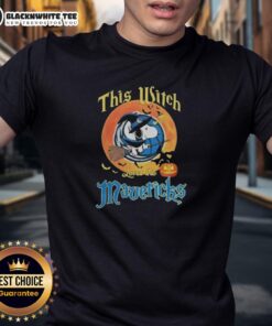 Original This Witch Loves The Dallas Mavericks Snoopy Halloween T-Shirt featuring Snoopy in a witch costume with team colors.