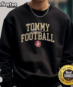 Alt Text: Original Tommy Castellanos Florida State Football crimson letter sweatshirt with vibrant team colors and logo.