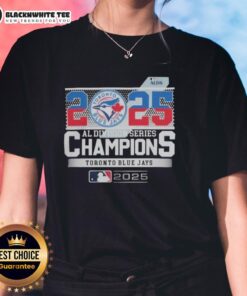 2025 ALDS Champions Toronto Blue Jays ladies tee featuring team logo, perfect for MLB fans celebrating the victory.