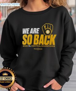 2025 NL Central Champions sweatshirt for Milwaukee Brewers, celebrating postseason victory with stylish design.