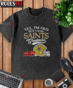 Alt Text: Original New Orleans Saints Super Bowl helmet skyline washed t-shirt, perfect for fans celebrating team greatness.