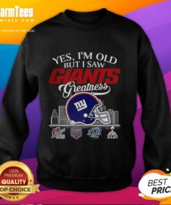 Alt Text: Original New York Giants greatness sweatshirt featuring Super Bowl helmet and skyline design, perfect for fans.