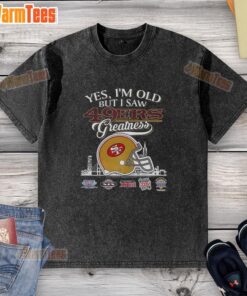 Original San Francisco 49ers greatness t-shirt featuring Super Bowl helmet and skyline design, perfect for fans.