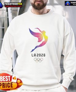 Premium 2028 Los Angeles Olympics logo sweatshirt featuring vibrant colors and iconic design for sports enthusiasts.
