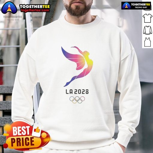 Premium 2028 Los Angeles Olympics logo sweatshirt featuring vibrant colors and iconic design for sports enthusiasts.