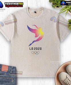 Premium 2028 Los Angeles Olympics logo washed t-shirt featuring a stylish design for sports fans and collectors.