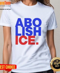 Premium Abolish Ice 2025 Ladies Tee featuring bold graphic design and comfortable fit for stylish activism.