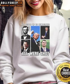 Premium All Stood Up To Democrats sweatshirt by Charlie Kirk, featuring bold text and a stylish design for political enthusiasts.