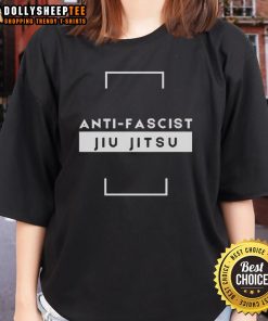 Premium Anti-Fascist Jiu Jitsu Ladies Tee featuring bold graphics, perfect for women who support anti-fascism and martial arts.