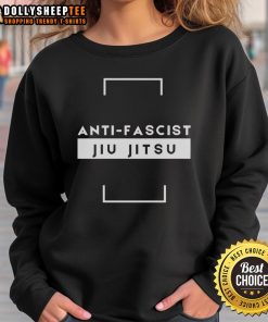 Premium Anti-Fascist Jiu-Jitsu Sweatshirt featuring bold graphics, perfect for martial arts enthusiasts and activists.