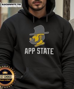 Alt Text: Premium Appalachian State Mountaineers logo hoodie featuring the iconic black and gold design for fans and students.