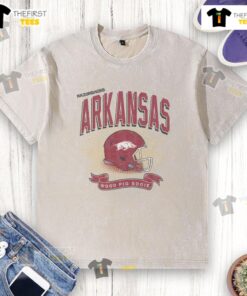 Premium Arkansas Razorbacks Prime Play Washed T-Shirt in red, featuring team logo and comfortable fit for fans.