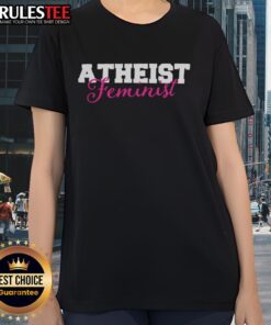 Premium Atheist Feminist Ladies Tee featuring a stylish design, perfect for expressing beliefs with comfort and flair.