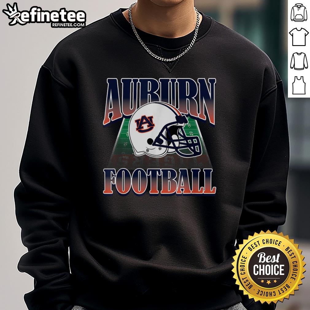 Premium Auburn Tigers Football Helmet College Game Day Fan Gear Sweatshirt Alt Text: Premium Auburn Tigers football helmet sweatshirt perfect for college game day fan gear enthusiasts.