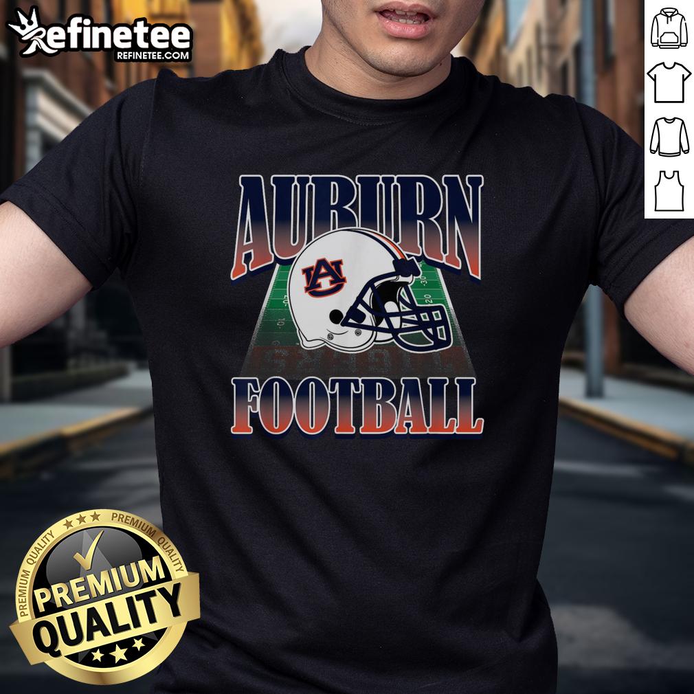 Premium Auburn Tigers Football Helmet College Game Day Fan Gear T Shirt Premium Auburn Tigers football helmet graphic on a stylish college game day fan gear T-shirt for enthusiastic supporters.
