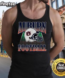 Premium Auburn Tigers football helmet graphic on college game day fan gear tank top for passionate supporters.