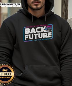 Premium Back to the Future hoodie featuring a DeLorean design, perfect for fans of the iconic time travel movie.