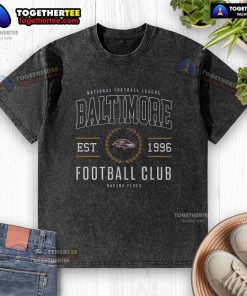 Premium Baltimore Ravens Football Club washed t-shirt in purple with logo, perfect for fans and casual wear.
