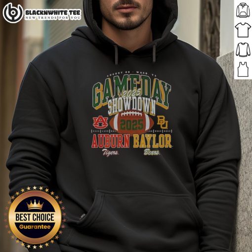 Premium Baylor Bears vs Auburn Tigers 2025 Gameday Showdown football hoodie showcasing team colors and logo.