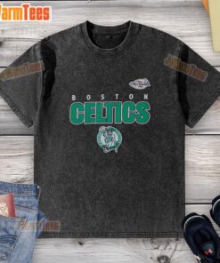 Alt Text: Premium Boston Celtics Throwback Washed T-Shirt in green with vintage logo, perfect for fans and casual wear.