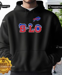Alt Text: Premium Buffalo Bills B-LO logo hoodie featuring vibrant team colors and soft, comfortable fabric for fans.