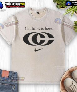 Premium Caitlin Clark washed t-shirt featuring 'Caitlin Was Here' CC logo for sports fans and stylish apparel lovers.