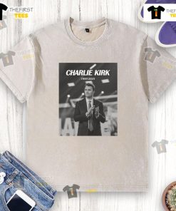 Premium Charlie Kirk Memorial Rest In Peace washed t-shirt featuring vintage design and soft fabric for comfort.