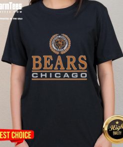 Alt Text: Premium Chicago Bears Crest Ladies Tee featuring a stylish design perfect for female fans of the Chicago Bears.