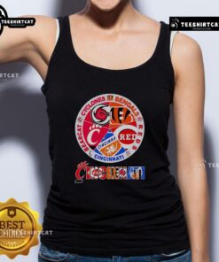 Premium Cincinnati Sports tank top featuring Cyclones, Bengals, Reds, and Bearcat logos for stylish fans.
