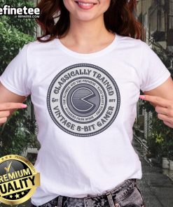 Premium classically trained vintage 8-bit gamer ladies tee featuring retro gaming graphics and a stylish fit.