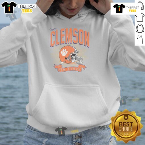 Alt Text: Premium Clemson Tigers Prime Play Hoodie featuring vibrant colors and a comfortable fit, perfect for fans and game days.